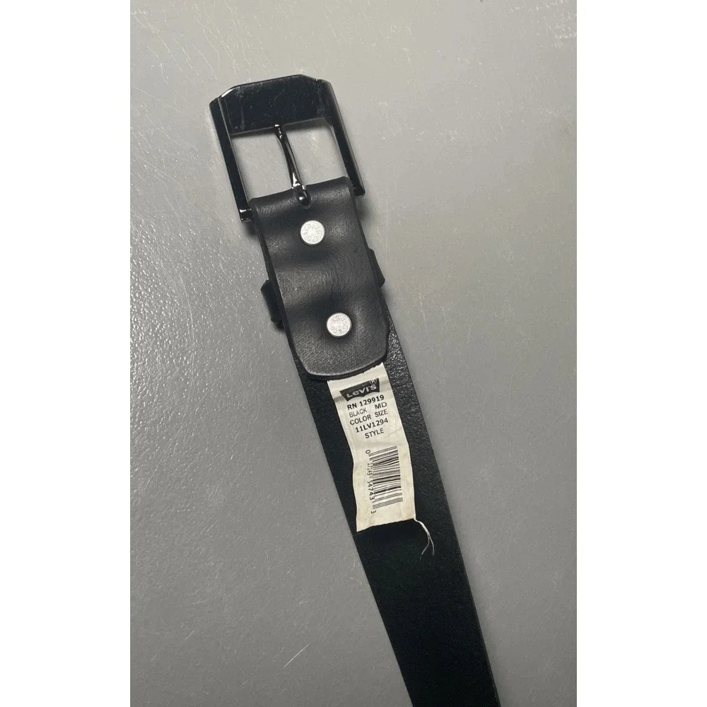 Levi Strauss Black Genuine Leather Belt‎ Men's Size 34-36